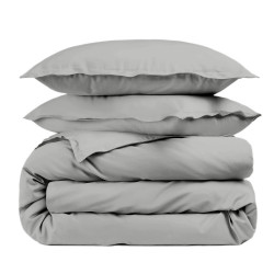 Housse de couette unie percale de coton 80 fils/cm² gris clair