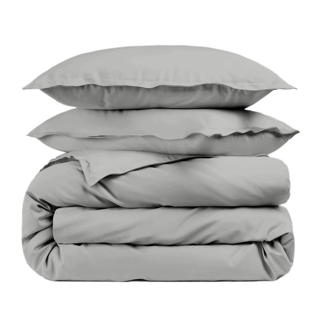 Housse de couette unie 100% percale de coton 80 fils + Taie(s) 65x65 cm – Fabriquée en Europe – Doux et respirant - Oeko-Tex®