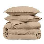 Housse de couette unie 100% percale de coton 80 fils + Taie(s) 65x65 cm – Fabriquée en Europe – Doux et respirant - Oeko-Tex®