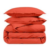 Housse de couette unie 100% percale de coton 80 fils + Taie(s) 65x65 cm – Fabriquée en Europe – Doux et respirant - Oeko-Tex®