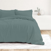 Visuel ambiance - housse de couette unie percale de coton 80 fils/cm² anthracite