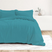 Visuel ambiance - housse de couette unie percale de coton 80 fils/cm² bleu canard
