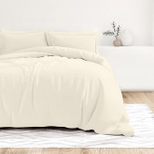 Visuel ambiance - housse de couette unie percale de coton 80 fils/cm² naturel