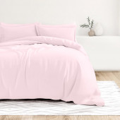 Visuel ambiance - housse de couette unie percale de coton 80 fils/cm² rose poudré
