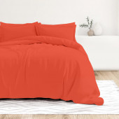 Visuel ambiance - housse de couette unie percale de coton 80 fils/cm² terracotta