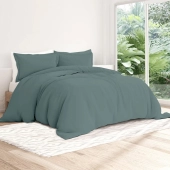 Housse de couette unie 100% percale de coton 80 fils + Taie(s) 65x65 cm – Fabriquée en Europe – Doux et respirant - Oeko-Tex®