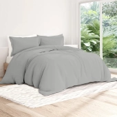 Housse de couette unie 100% percale de coton 80 fils + Taie(s) 65x65 cm – Fabriquée en Europe – Doux et respirant - Oeko-Tex®