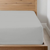 Drap housse Percale bonnet 30 cm gris clair