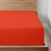 Drap housse Percale bonnet 30 cm tarracotta