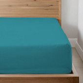Drap housse Percale bonnet 30 cm bleu canard