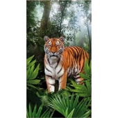 Serviette de plage microfibre tigre dans la jungle 70x140 cm