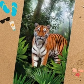 Serviette de plage microfibre tigre dans la jungle 70x140 cm