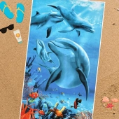 Serviette de plage microfibre dauphins cm
