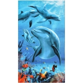 Serviette de plage microfibre dauphins cm