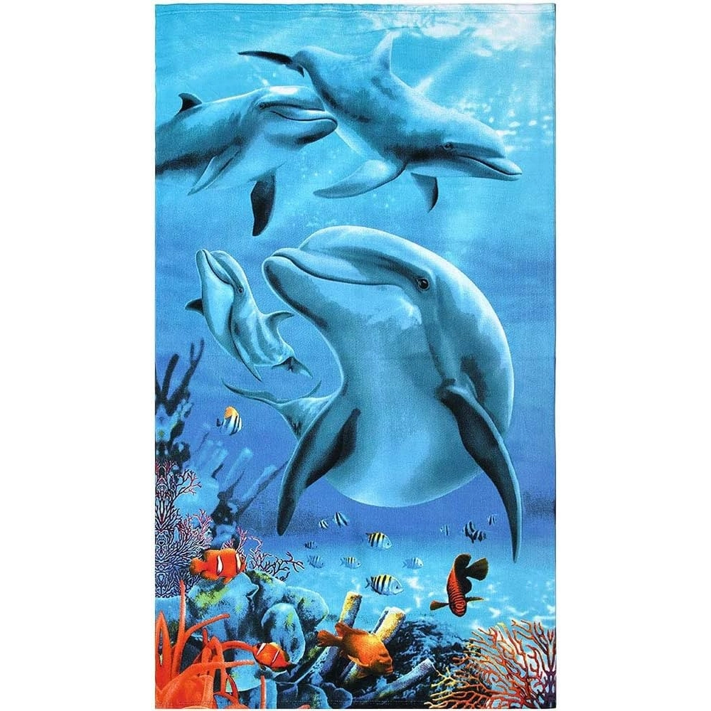 Serviette de plage microfibre dauphins cm