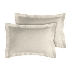 Lot de 2 taies d'oreillers Percale 50x70 naturel
