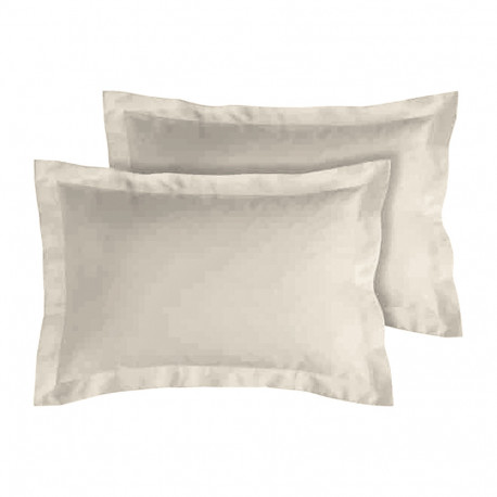 Lot de 2 taies d'oreillers Percale 50x70 naturel