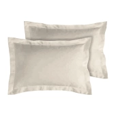 Lot de 2 taies d’oreiller percale 80 fils à volant plat - 100 % coton fibres longues, douceur premium, grand teint, Oeko-Tex