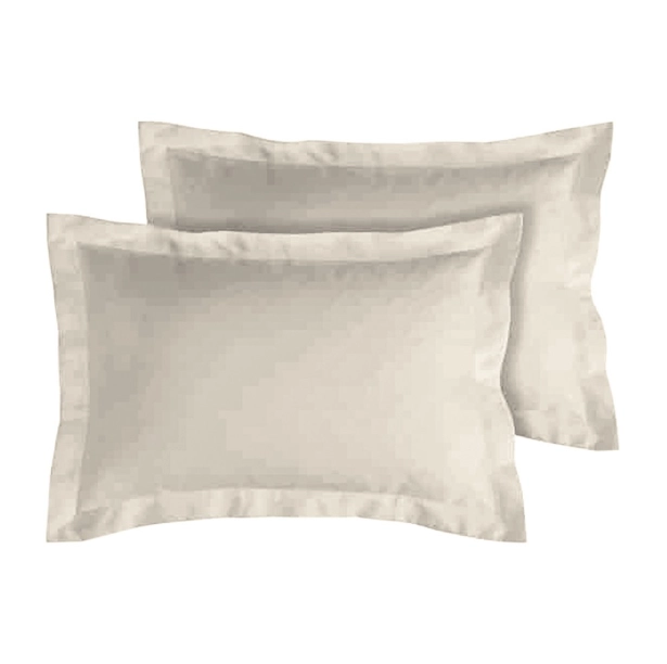 Lot de 2 taies d’oreiller percale 80 fils à volant plat - 100 % coton fibres longues, douceur premium, grand teint, Oeko-Tex