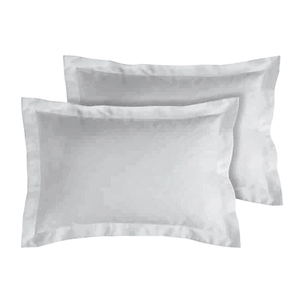 Lot de 2 taies d’oreiller percale 80 fils à volant plat - 100 % coton fibres longues, douceur premium, grand teint, Oeko-Tex