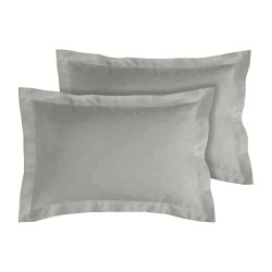 Lot de 2 taies d'oreillers Percale 50x70 gris clair
