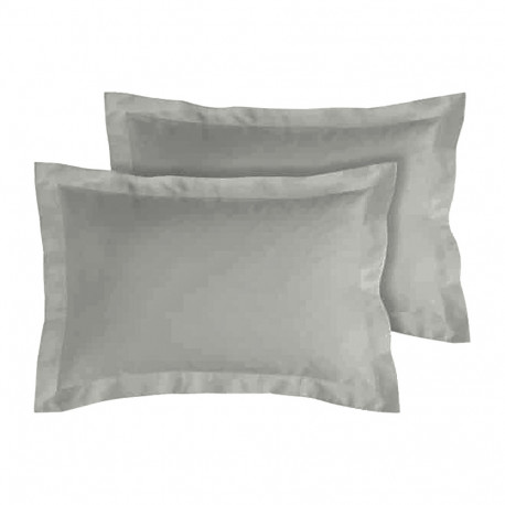 Lot de 2 taies d'oreillers Percale 50x70 gris clair
