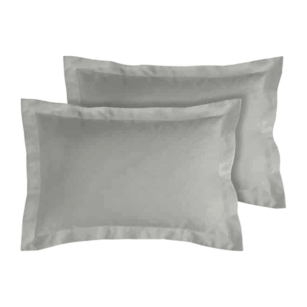 Lot de 2 taies d'oreillers Percale 50x70 gris clair