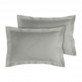 Lot de 2 taies d'oreillers Percale 50x70 gris clair
