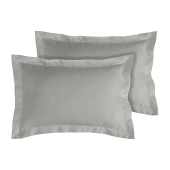 Lot de 2 taies d’oreiller percale 80 fils à volant plat - 100 % coton fibres longues, douceur premium, grand teint, Oeko-Tex