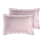 Lot de 2 taies d’oreiller percale 80 fils à volant plat - 100 % coton fibres longues, douceur premium, grand teint, Oeko-Tex