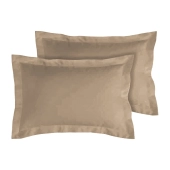 Lot de 2 taies d’oreiller percale 80 fils à volant plat - 100 % coton fibres longues, douceur premium, grand teint, Oeko-Tex