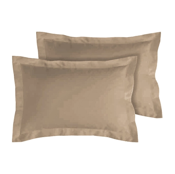 Lot de 2 taies d’oreiller percale 80 fils à volant plat - 100 % coton fibres longues, douceur premium, grand teint, Oeko-Tex