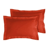 Lot de 2 taies d’oreiller percale 80 fils à volant plat - 100 % coton fibres longues, douceur premium, grand teint, Oeko-Tex