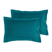 Lot de 2 taies d’oreiller percale 80 fils à volant plat - 100 % coton fibres longues, douceur premium, grand teint, Oeko-Tex