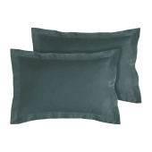 Lot de 2 taies d’oreiller percale 80 fils à volant plat - 100 % coton fibres longues, douceur premium, grand teint, Oeko-Tex