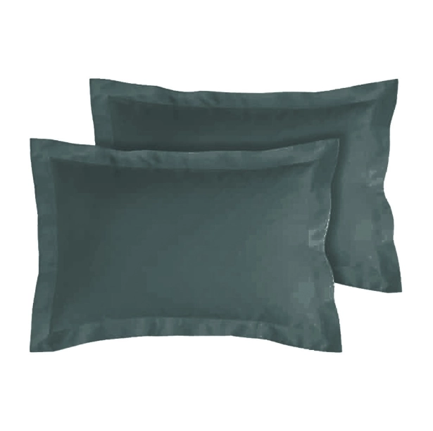Lot de 2 taies d’oreiller percale 80 fils à volant plat - 100 % coton fibres longues, douceur premium, grand teint, Oeko-Tex