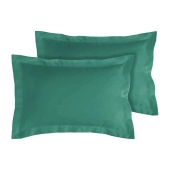 Lot de 2 taies d’oreiller percale 80 fils à volant plat - 100 % coton fibres longues, douceur premium, grand teint, Oeko-Tex