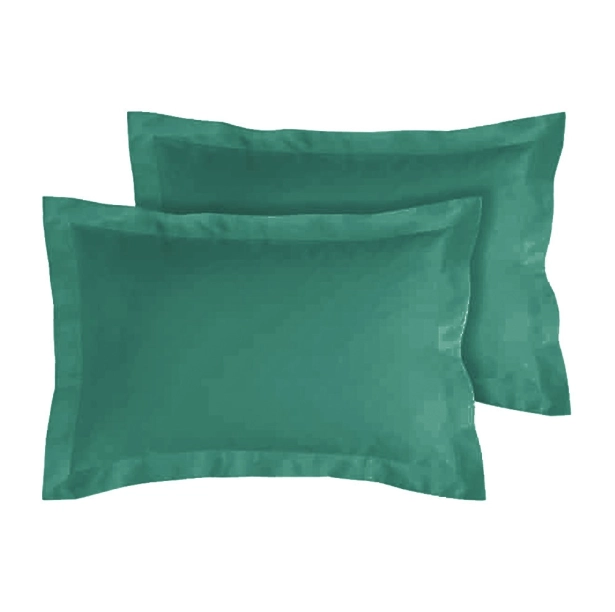 Lot de 2 taies d’oreiller percale 80 fils à volant plat - 100 % coton fibres longues, douceur premium, grand teint, Oeko-Tex