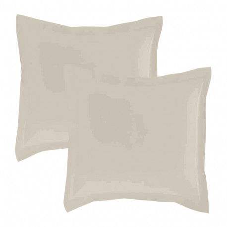 Lot de 2 taies d'oreillers Percale 65x65 naturel