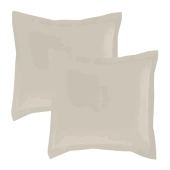 Lot de 2 taies d’oreiller percale 80 fils à volant plat - 100 % coton fibres longues, douceur premium, grand teint, Oeko-Tex