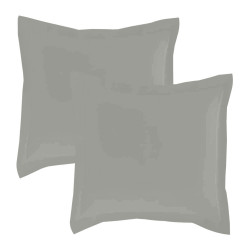 Lot de 2 taies d'oreillers Percale 65x65 gris clair