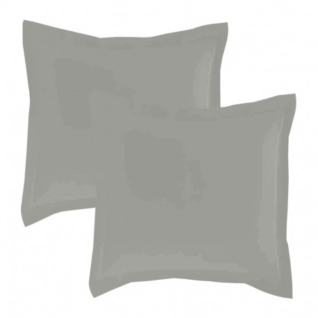 Lot de 2 taies d'oreillers Percale 65x65 gris clair