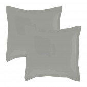 Lot de 2 taies d'oreillers Percale 65x65 gris clair