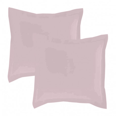 Lot de 2 taies d'oreillers Percale 65x65 rose poudré