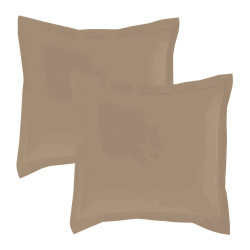 Lot de 2 taies d'oreillers Percale 65x65 mastic