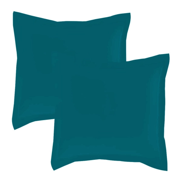 Lot de 2 taies d'oreillers Percale 65x65 bleu canard