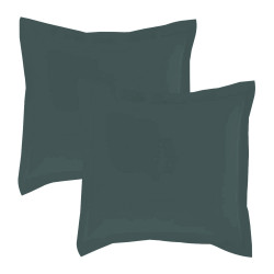 Lot de 2 taies d'oreillers Percale 65x65 anthracite