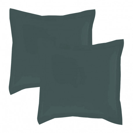 Lot de 2 taies d'oreillers Percale 65x65 anthracite