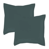 Lot de 2 taies d’oreiller percale 80 fils à volant plat - 100 % coton fibres longues, douceur premium, grand teint, Oeko-Tex