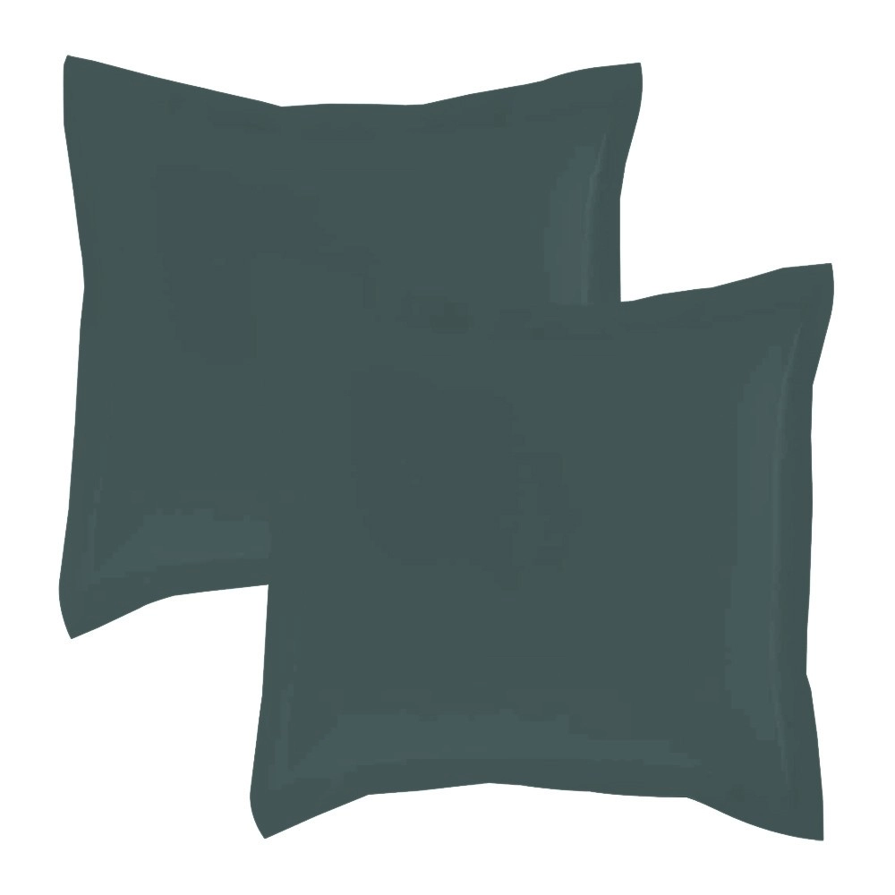 Lot de 2 taies d’oreiller percale 80 fils à volant plat - 100 % coton fibres longues, douceur premium, grand teint, Oeko-Tex
